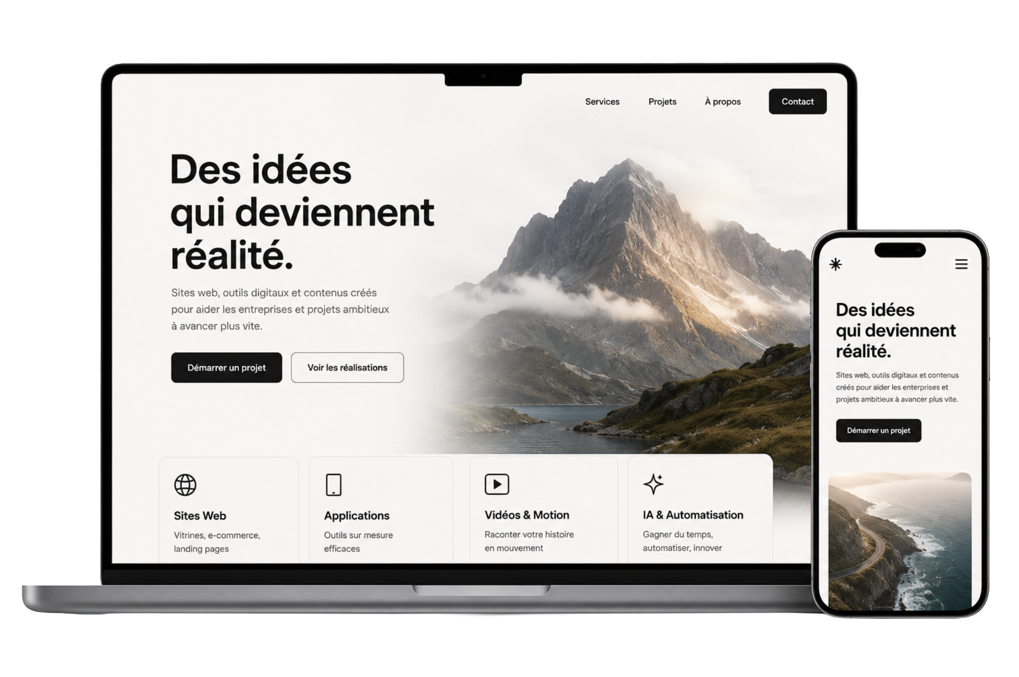 Aperçu d'un site web réalisé par TAPP-LÀ sur ordinateur et mobile